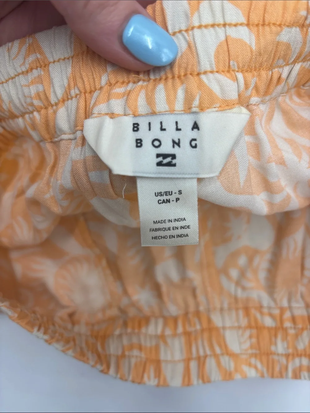 Billabong Orange Print Drawstring Shorts